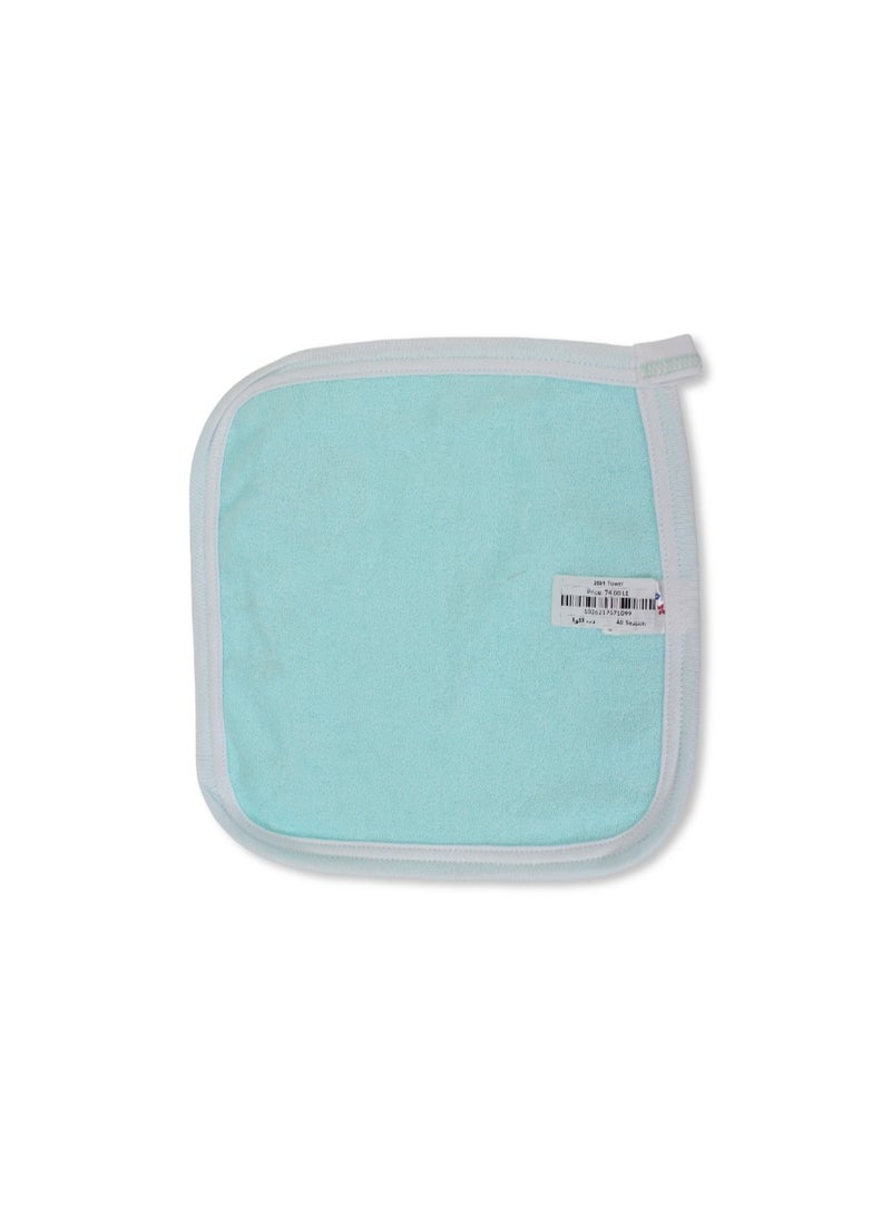 Cotton Baby Towel – Aqua with Bear Embroidery - Image 1